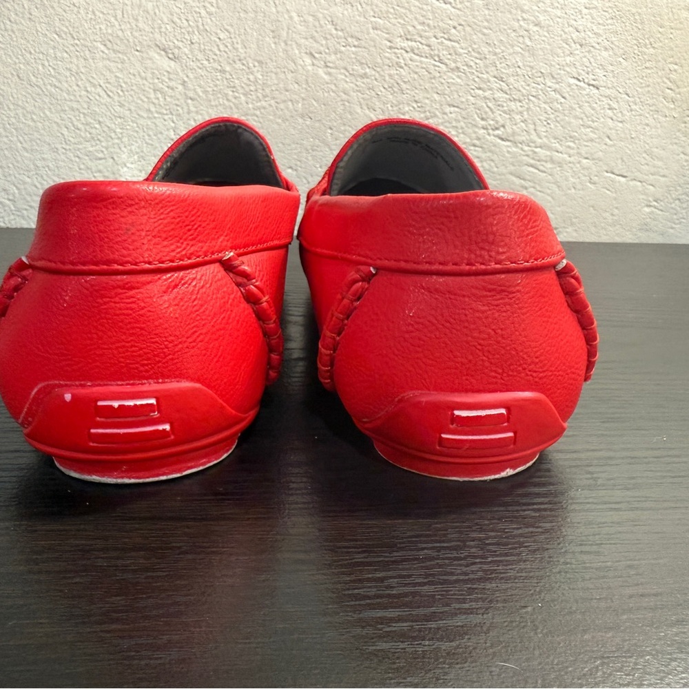 Men’s Red Leather Slip-On Loafers with Silver Bit Hardware - Picture 3 of 6